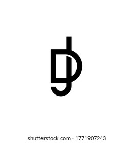 initial letter D and J, DJ, JD logo, monogram line art style design template