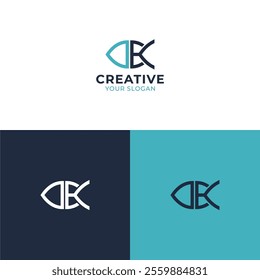initial letter D K fish logo typography design, logo for business,corporate,company,brand,etc.
