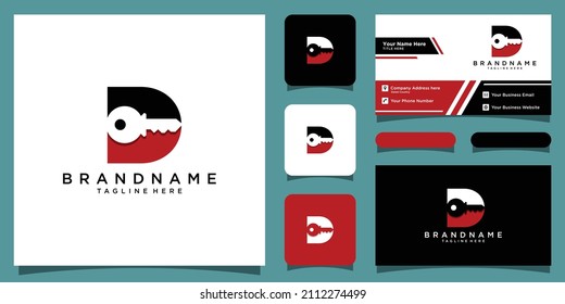 Initial letter D Key logo Concept, Key with Letter D, Vector Logo Design Template