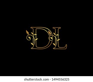 Initial letter D and L, DL, Gold Logo Icon,  classy gold letter monogram logo icon Suitable for boutique,restaurant, wedding service, hotel or business identity. 