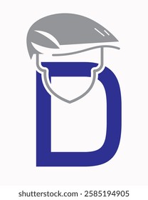 Initial Letter D Labour Day Logo Concept With Safety Helmet Symbol Vector
