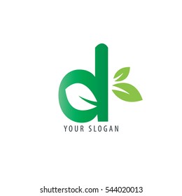 Initial Letter D With Leaf Logo