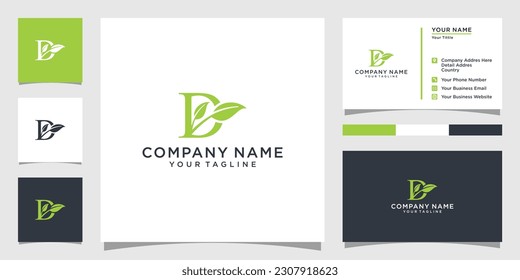 Letra inicial D con logo de lujo hoja, diseño vectorial de logotipo de hoja verde.