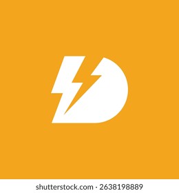 Initial Letter D Lightning Voltage Logo design vector template
