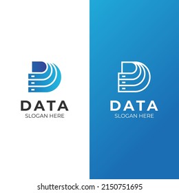 logotipo de la letra inicial de la línea D para el diseño del símbolo del logotipo del documento de datos