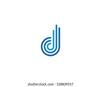 Initial Letter D Line Logo Design Template