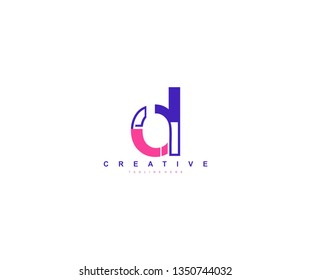 Initial Letter D Linear Pop Art Vibrant Modern Trendy Logotype