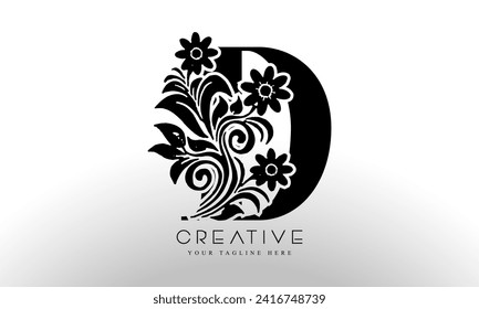 Initial letter D linked beauty flourish Black color logo design