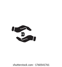 Initial Letter D Linked Uppercase Logo Black  Icon Design Template Element