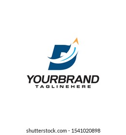 initial letter D logo with arrow shape, letter B travel business logo template