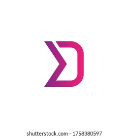 initial letter D logo and arrow, line art style design template