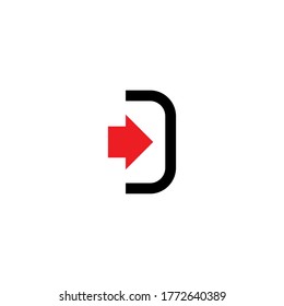 logotipo de letra inicial D y plantilla de diseño de flecha