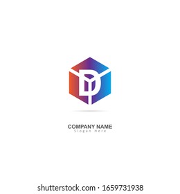 Initial Letter D Logo with Box Element. Design Vector Logo Template