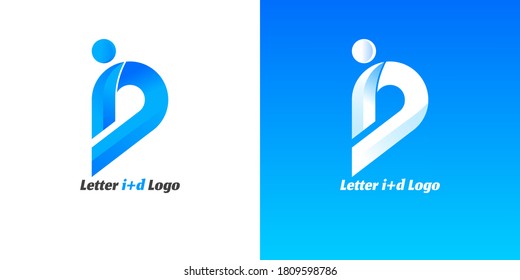 Initial letter I and D logo, bright blue gradient blue and white background