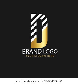 initial letter d logo concept with golden gradient