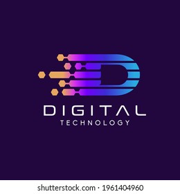 Initial Letter D Logo Design with Colorful Gradient. Usable for Business, Tech and Company Logo Design. Vector Logo Illustration