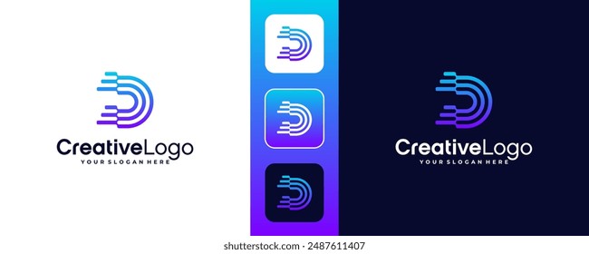 Initial letter D logo design vector symbol graphic idea creative