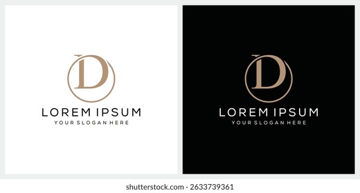 initial letter D logo design vector, serif font graphic icon, elegant concept
