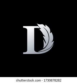 Initial Letter D  Logo with feather. Trendy Design concept  luxury feather element and Letter D for corperate, lawyer, notary, firm and more brand identity.