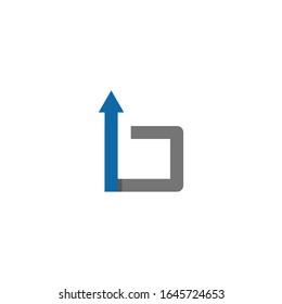 Initial letter D logo with grow up shape for growing success business company, ui and ux, website or mobile application. Connected arrow up, growth, progress integrate and success concept.