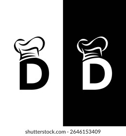 Initial Letter D Logo Hat Chef Stock Vector.