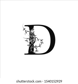 Initial Letter D logo icon abstract design concept with tree monogram black color for business nature identity