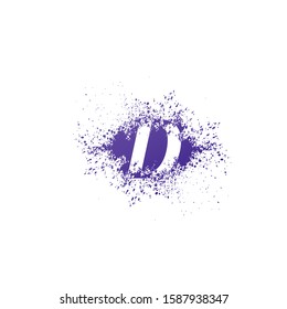 Initial  Letter D Logo Icon Abstract  Ink Splatter. Purple  splash  with hidden letter logo icon vector design concept