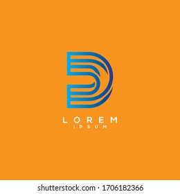 Elementos de plantilla de diseño de icono del logotipo D de la letra inicial.