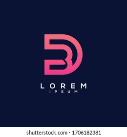 Elementos de plantilla de diseño de icono del logotipo D de la letra inicial.
