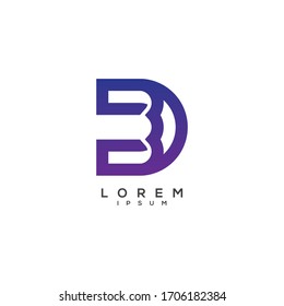 Elementos de plantilla de diseño de icono del logotipo D de la letra inicial.