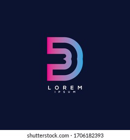 Initial letter D logo icon design template elements.