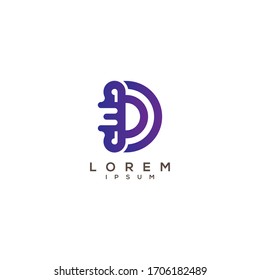 Elementos de plantilla de diseño de icono del logotipo D de la letra inicial.