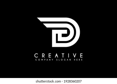 Initial Letter D Logo. isolated on black Background.Flat Vector Logo Design Template Element.