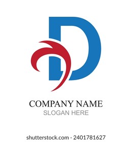 Logo für den Anfangsbuchstaben D. Buchstabe D einzeln auf weißem Hintergrund.Flaches Vectorlogo, Design-Template-Element