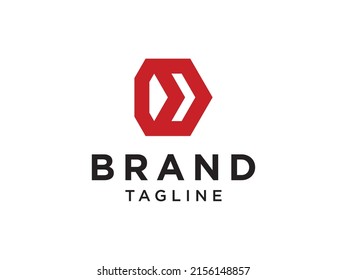 Initial Letter D Logo. Red Shape D Letter with Origami Style Arrow inside isolated on White Background. Usable for Business and Delivery Logos. Flat Vector Logo Design Template Element.