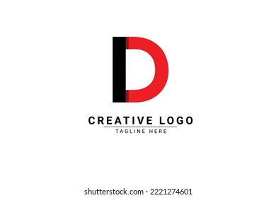 Initial Letter D Logo. Red and black  shape D Letter logo with shadow usable for Business and Branding Logos. Flat Vector Logo Design Template Element.