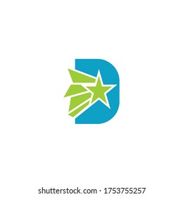 Anfangsbuchstaben D-Logo und Sterndesign-Vorlage