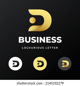 initial letter D logo template design with gold gradient concept luxury for business company