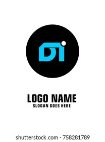 Initial letter D & I logo template vector