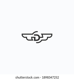 Initial letter D logo and wings symbol. Wings design element, initial Letter D logo Icon, Initial Logo Template