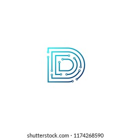 initial letter D logotype alphabet design template with dots connect concept logo