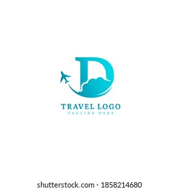 Initial Letter D Logotype. Minimalist Traveling Logo Concept, Fit For Adventure, Vacation Agency, Tour Business Or Traveling Agent. Illustration Vector Logo.