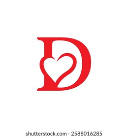 initial letter d with love valentine day