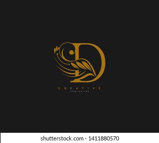 Initial Letter D Luxury Beauty Flourishes Ornate Monogram Logotype