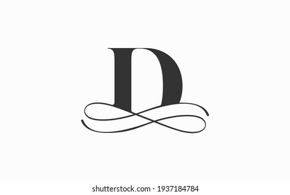 Elemento de diseño lujoso y elegante de la carta inicial D