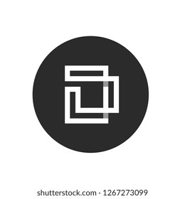 Initial Letter D, Minimalist Monogram Art Logo, White Color on Black Circle Background - Vector