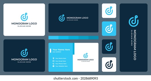 initial letter D monogram and business card design.