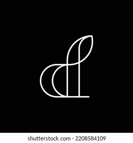 Anfangsbuchstabe D Monogramm-Kurve luna line art