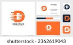 Initial letter D monogram ine techology logo design creative simple and business card