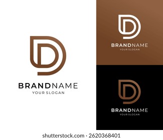 Initial Letter D Monogram Luxury Elegant Line Minimalist For Brand Vector Logo Design Illustration